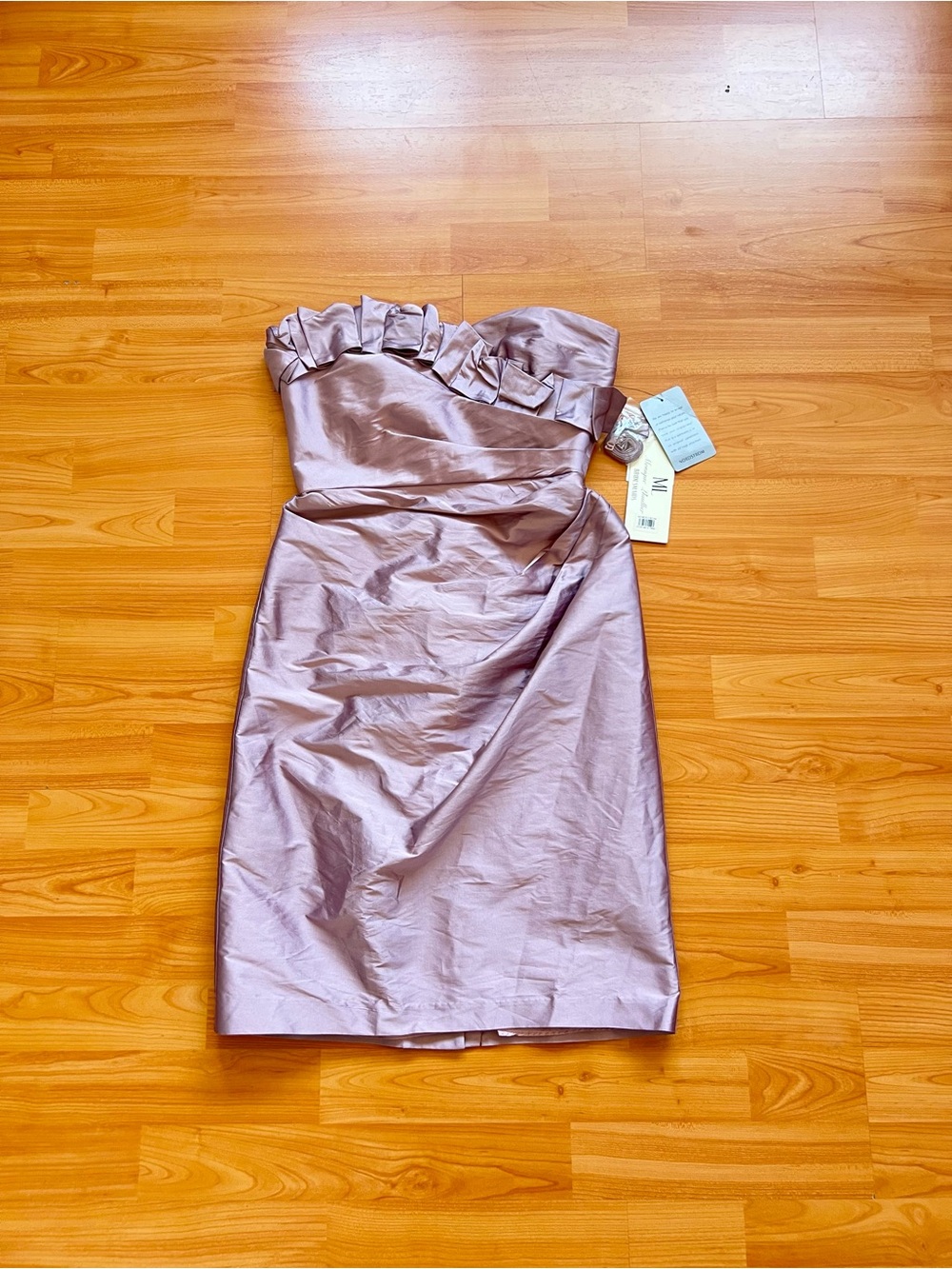 NWT Monique Lhuillier Bridesmaids Mauve Satin Mini Dress